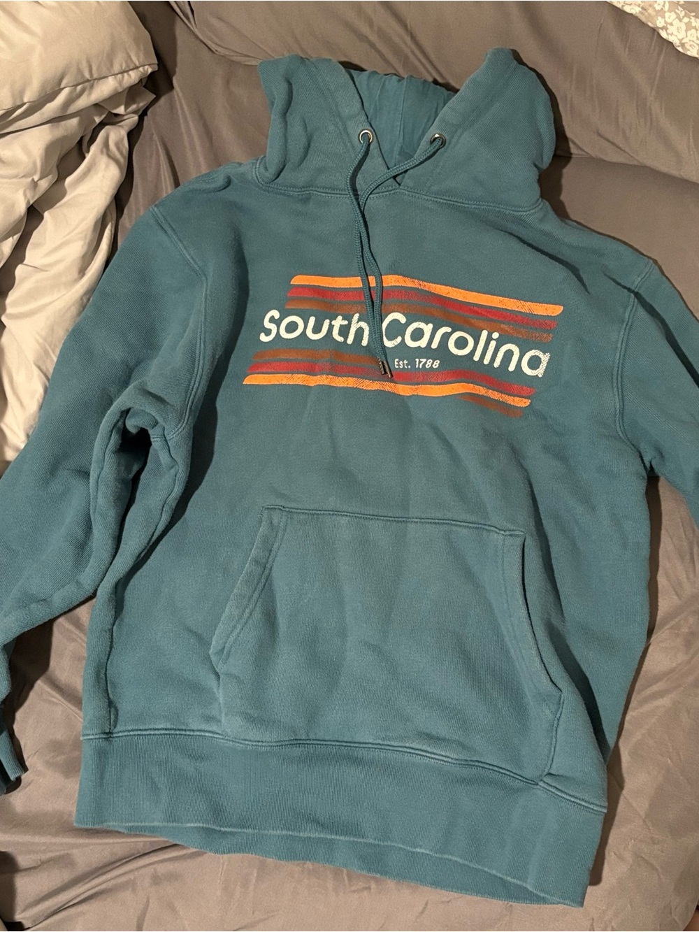 State of Mind Teal Pullover Hoodie with South Carolina Chest Graphic